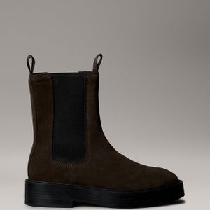 Calvin Klein Black Jeans Suede Stacked Heel Chelsea Boots
