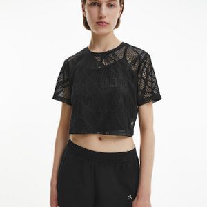 Calvin Klein Cropped T-shirt Met Kant in het Zwart