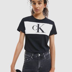Calvin Klein Colour Block T-shirt Met Logo Van Biologisch Katoen in het Zwart
