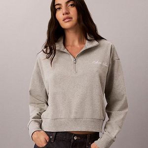 Calvin Klein Grey Logo Cotton Jersey Lounge Sweatshirt