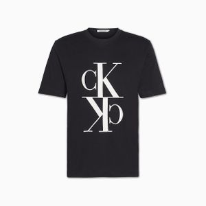 Calvin Klein T-shirt Van Organisch Katoen Met Monogram in het Zwart voor heren