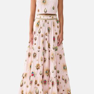 Camilla Pink High Waisted Tiered Skirt Painted Prayers