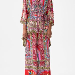 Camilla Red Button Through Scarf Blouse Heirloom Empire