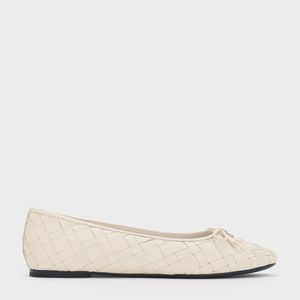 Charles & Keith Natural Ivette Woven Bow Ballet Flats