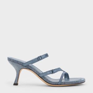 Charles & Keith Blue Denim Lace-strap Thong Sandals