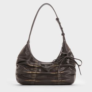 Charles & Keith Black Kadee Ruched Bow-Charm Hobo Bag