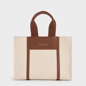 Charles & Keith Natural Mini Shalia Canvas Tote Bag