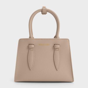 Charles & Keith Natural Allyn Structured Trapeze Tote Bag