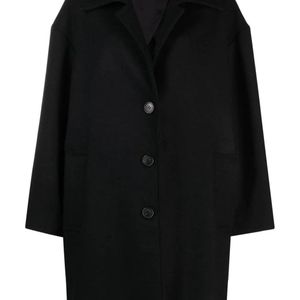 Palm Angels Black Round Logo Coat