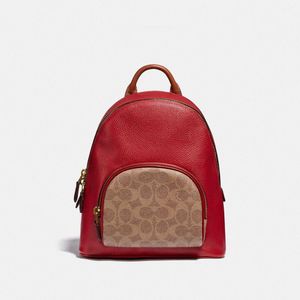 Carrie Backpack 23 In Colorblock Signature Canvas di COACH in Rosso
