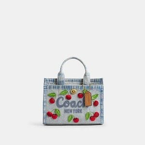 COACH Black Cargo Tote Bag 20 With Cherry Embroidery