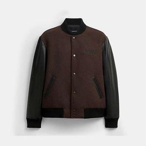 COACH Black Wool Varsity Jacket for men