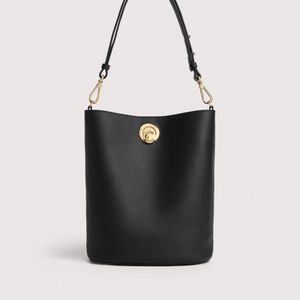 Coccinelle Black Two-Sided Leather Bucket Bag Nikla Medium