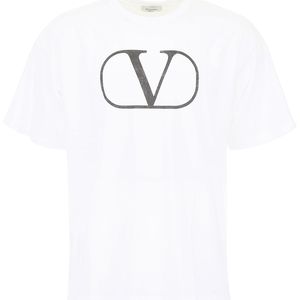 メンズ Valentino Vlogo コットンジャージーtシャツ ホワイト