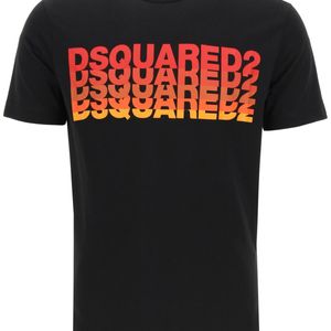 DSquared² Black Shaded Multilogo Print T-shirt for men