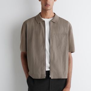 COS Grey Nylon-Panelled Knitted Shirt for men