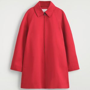 COS Red Sculptural Cotton Swing Coat