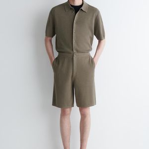 COS Brown Knitted Linen Shorts for men