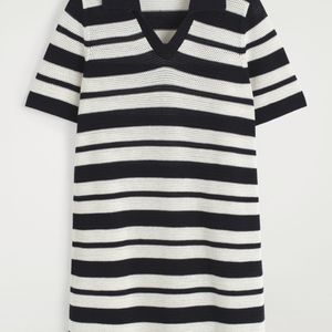 COS Blue Open-Knit Polo Mini Dress