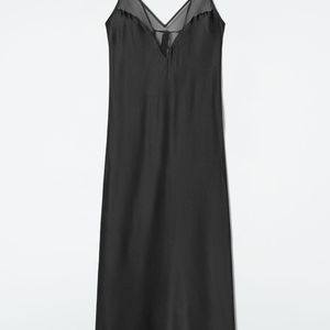 COS Black Sheer-panel Silk Slip Dress