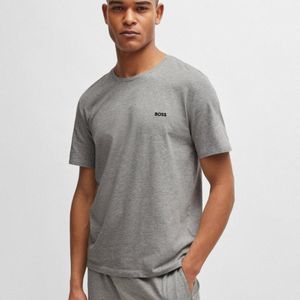 Boss Grey Mix & Match Stretch-Cotton Regular Fit T-Shirt With Logo Detail Nos Size: L for men