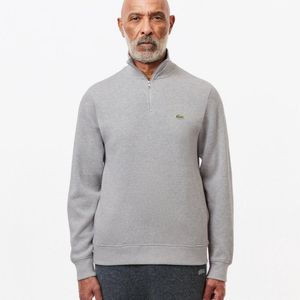 Lacoste Grey Zippered Stand-Up Collar Cotton Sweatshirt for men