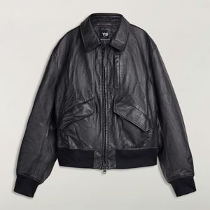 Y-3 Black Leather Jacket for men