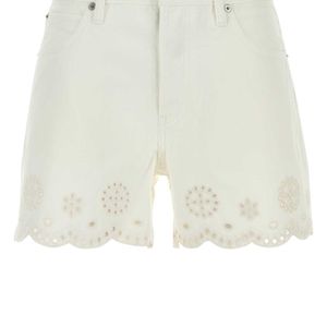 FRAME White Eyelet Mini Denim Shorts