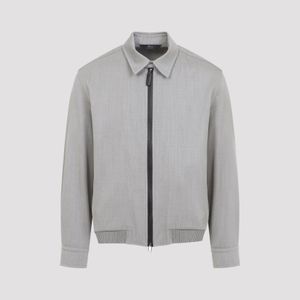 Brioni Grey Sand Zip-Up Blouson Jacket for men