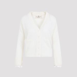 Ermanno Scervino White Cashmere Cardigan Sweater