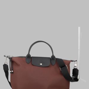 Longchamp Brown Foldable Tote Bag With Top Handles And Shoulder Strap