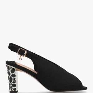 Moda In Pelle Black Maeva Suedette Jewelled Heel Sling Back Sandals