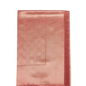 Gucci Pink Gg Lamé Wool And Silk Shawl<Br
