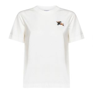 Burberry White Chalk Cotton T-Shirt With Knight Check