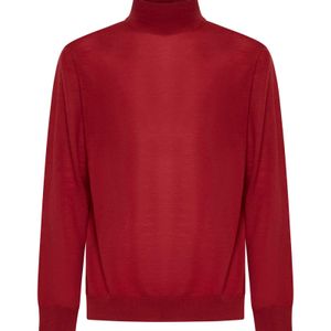 D 40 Red Virgin Wool Mock Neck Sweater for men