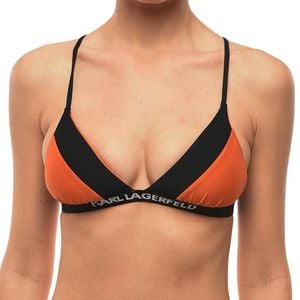 Karl Lagerfeld Black Multi Color Logo Bikini Top Swimwear
