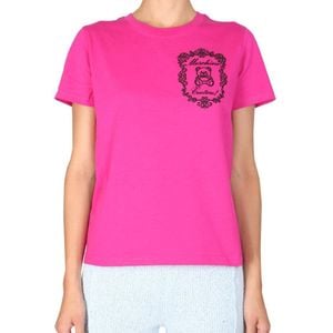 Moschino Pink Logo Crew Neck T-Shirt