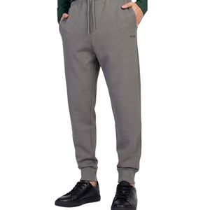 Boss Gray Cotton Solid Joggers for men