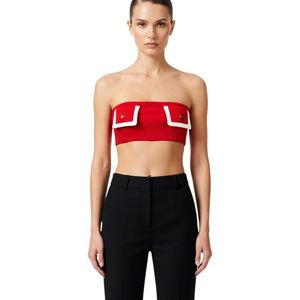 Prada Red Solid Strapless Top