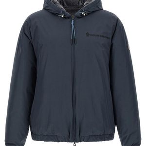 Moncler Blue Solid Hood Jacket for men