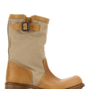 Prada Brown Logo Two-Tone Boots