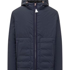 Moncler Blue Dark Solid Hood Jacket for men