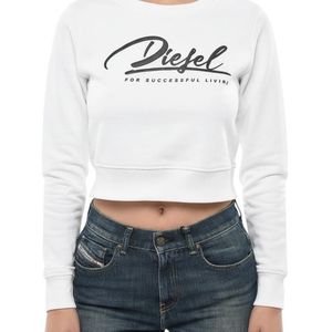 DIESEL White Logo Crew Neck Sweatshirt