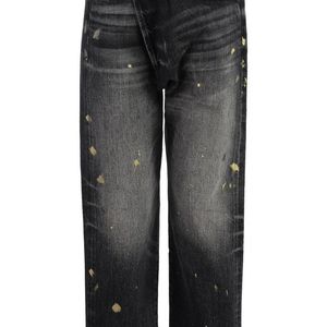 R13 Black Straight Mid Rise Jeans