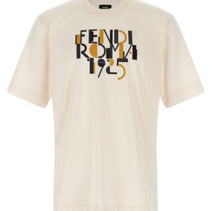 Fendi White Off Crewneck Printed T-Shirt for men