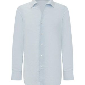 Finamore 1925 Blue Light Regular Solid Shirt for men