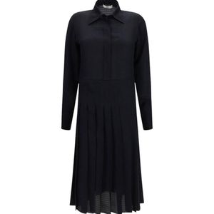 Fendi Black Shirt Collar Midi Dress