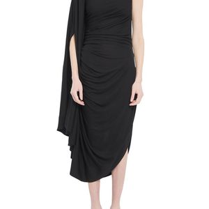 Bottega Veneta Black One Shoulder Midi Dress