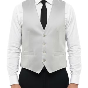 Corneliani White Solid V Neck Waistcoat for men