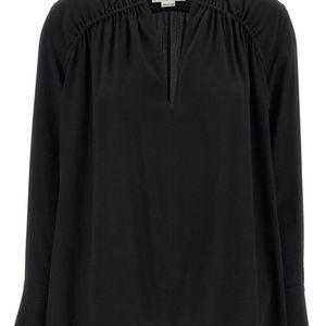 Victoria Beckham Black 'Gather Detail Tie' Blouse